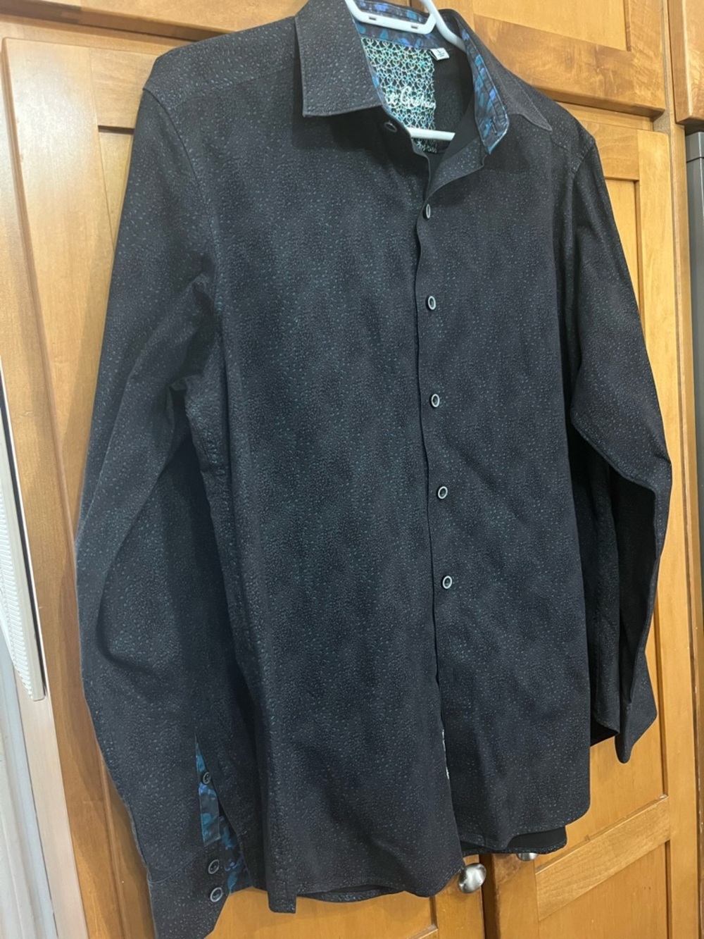 Robert Graham Long-sleeve Button-Down Shirt Speckled Blue/Dark Gray Pattern L